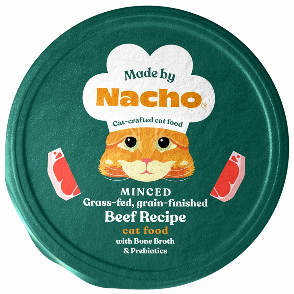 Made By Nacho Minced Grass-Fed, Grain-Finished Beef Recipe Cat Food With Bone Broth And Prebiotics cat calming diffuser cat stress relief anxiety cat treats cat relaxing spray pet mood aid