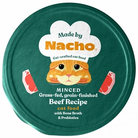 Made By Nacho Minced Grass-Fed, Grain-Finished Beef Recipe Cat Food With Bone Broth And Prebiotics cat calming diffuser cat stress relief anxiety cat treats cat relaxing spray pet mood aid