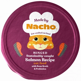 Made By Nacho Minced Sustainably-Caught Salmon Recipe Cat Food With Bone Broth And Prebiotics cat calming diffuser cat stress relief anxiety cat treats cat relaxing spray pet mood aid