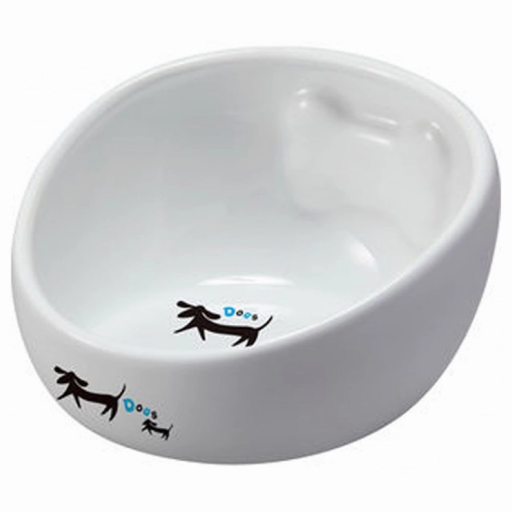 Marukan Bone Shape Ceramic Dog Bowl
