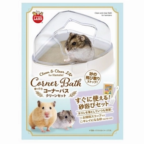 Marukan Clean & Clear Corner Bath with Sand & Scoop for Hamsters hamster cage guinea pig supplies small animal accessories rabbit water bottle rat tunnel