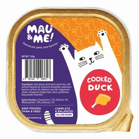 Mau&Me Cooked Duck Frozen Cat Food pet health pet wellness pet pain relief pet probiotic pet calming