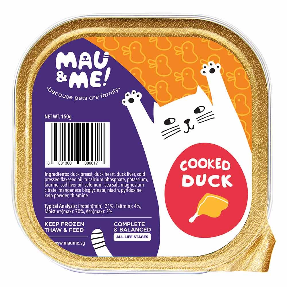 Mau&Me Cooked Duck Frozen Cat Food pet health pet wellness pet pain relief pet probiotic pet calming