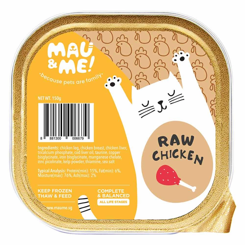 Mau&Me Raw Chicken Frozen Cat Food pet health pet wellness pet pain relief pet probiotic pet calming