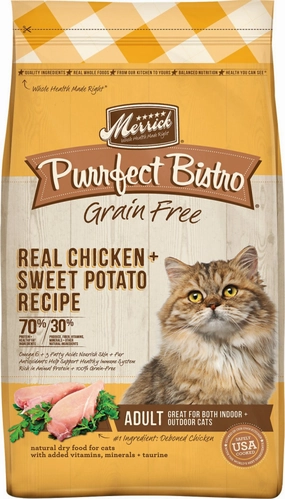 Merrick Purrfect Bistro Grain Free Real Chicken & Sweet Potato Recipe Dry Cat Food freeze dried dog food raw food for dogs dog freeze meal high protein dog food grain free freeze dog food