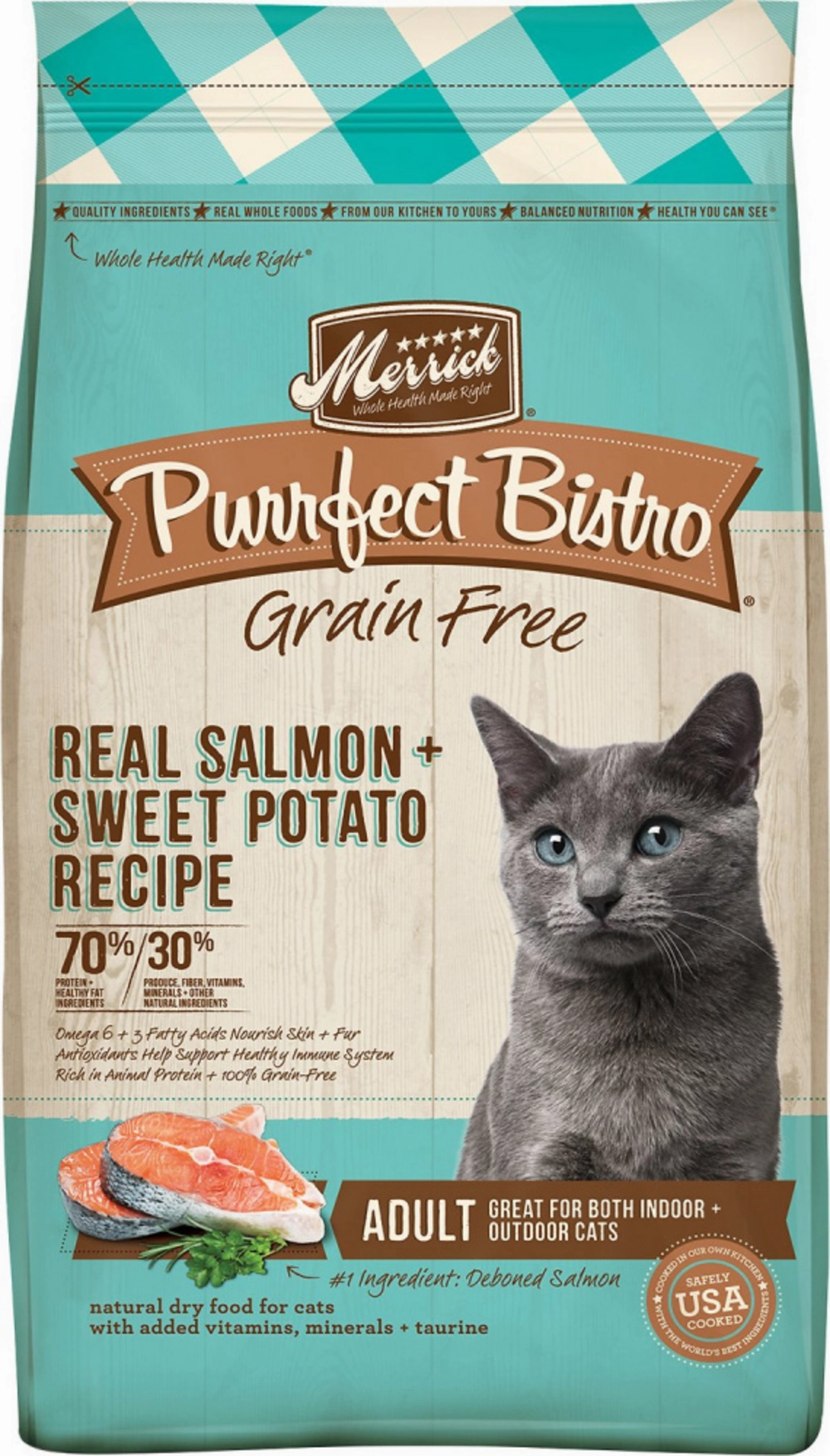 Merrick Purrfect Bistro Grain Free Real Salmon & Sweet Potato Recipe Dry Cat Food freeze dried dog food raw food for dogs dog freeze meal high protein dog food grain free freeze dog food