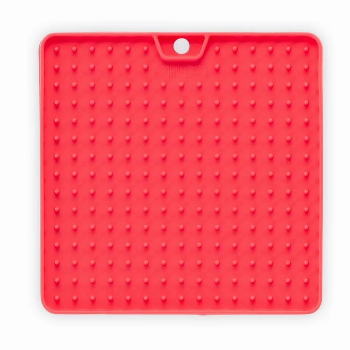 Messy Cats Silicone Reversible Interactive Feeding and Licking Mat, 5.5" x 5.5" - Watermelon