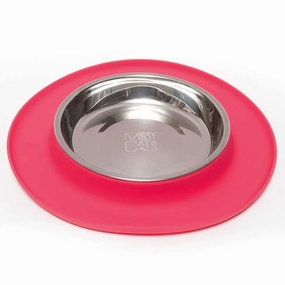 Messy Cats Single Silicone Feeder with Stainless Bowl - Medium 1.75 Cup Bowl - Red cat toys interactive cat toys cat teaser wand cat balls cat laser pointer