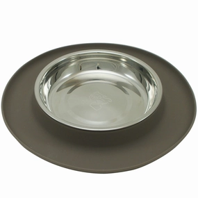 Messy Cats Single Silicone Feeder With Stainless Steel Cat Bowl (Grey) cat accessories cat collar cat harness cat backpack cat ID tag