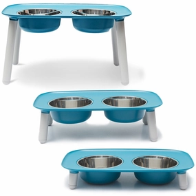Messy Mutts Adjustable Elevated Double Feeder With Stainless Steel Dog Bowls (Blue) dog harness dog training collar dog safety vest dog seatbelt dog ID tag