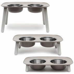 Messy Mutts Adjustable Elevated Double Feeder With Stainless Steel Dog Bowls (Grey) dog harness dog training collar dog safety vest dog seatbelt dog ID tag