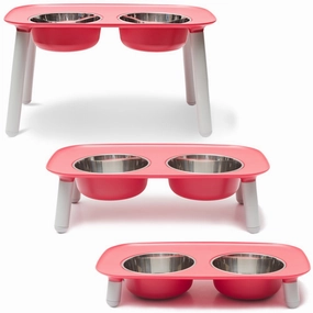 Messy Mutts Adjustable Elevated Double Feeder With Stainless Steel Dog Bowls (Watermelon) dog harness dog training collar dog safety vest dog seatbelt dog ID tag