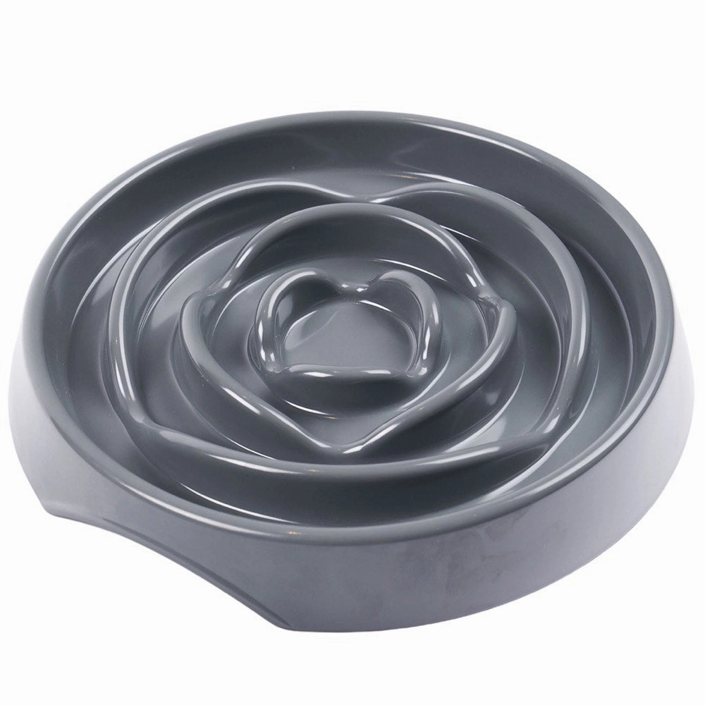 Messy Mutts & Cats Interactive Slow Feeder Bowl For Cats & Dogs (Cool Grey)