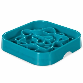 Messy Mutts & Cats Interactive Square Slow Feeder Bowl For Cats & Dogs (Blue) cat leash cat bowtie cat hat cat bandana cat costume
