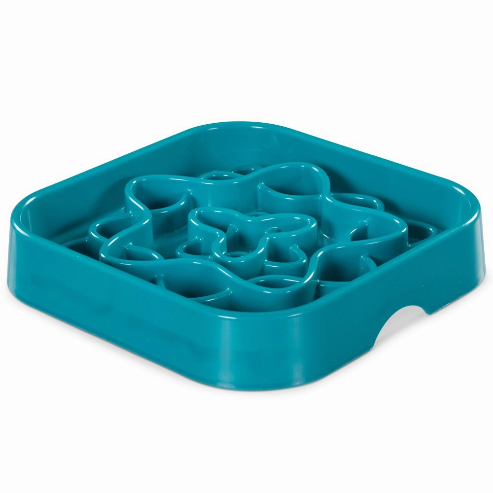 Messy Mutts & Cats Interactive Square Slow Feeder Bowl For Cats & Dogs (Blue) cat leash cat bowtie cat hat cat bandana cat costume