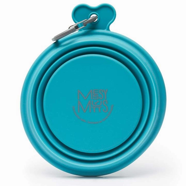 Messy Mutts Collapsible Silicone Bowl Blue - Small dog pain relief hip joint supplement senior dog care pet arthritis aid dog skin supplement
