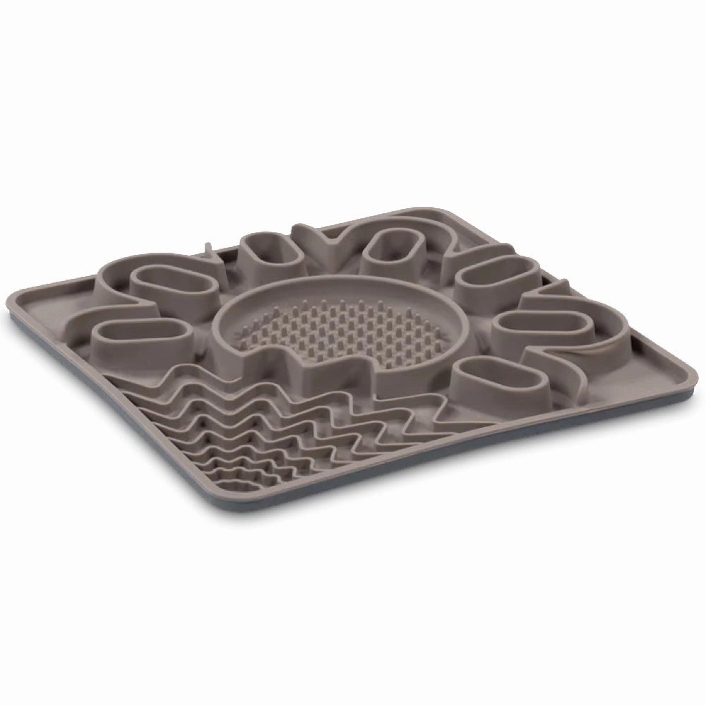 Messy Mutts Framed Silicone Interactive Multi-Surface Dog Licking Mat (Grey) dog bones rawhide chew sticks dog jerky bacon bone