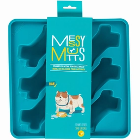 Messy Mutts Framed Silicone Popsicle Dog Treat Mold (6 Bones, Blue) dog bones rawhide chew sticks dog jerky bacon bone