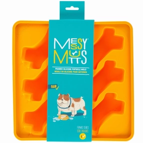 Messy Mutts Framed Silicone Popsicle  Dog Treat Mold (6 Bones, Orange) dog bones rawhide chew sticks dog jerky bacon bone
