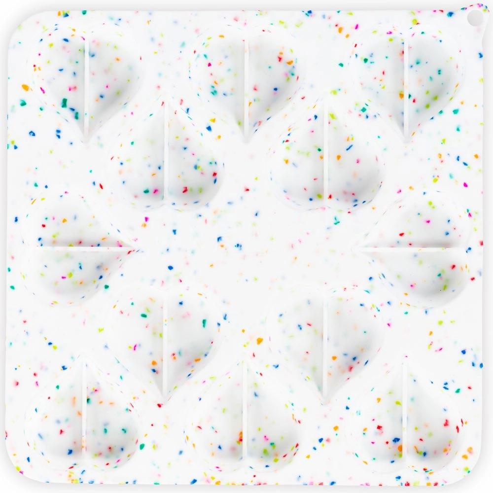 Messy Mutts Silicone Bake & Freeze Dog Treat Maker (12 Hearts, Confetti)