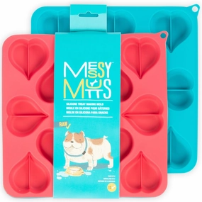 Messy Mutts Silicone Bake & Freeze Dog Treat Maker Set (12 Hearts, Blue & Watermelon) 2pc dog bones rawhide chew sticks dog jerky bacon bone