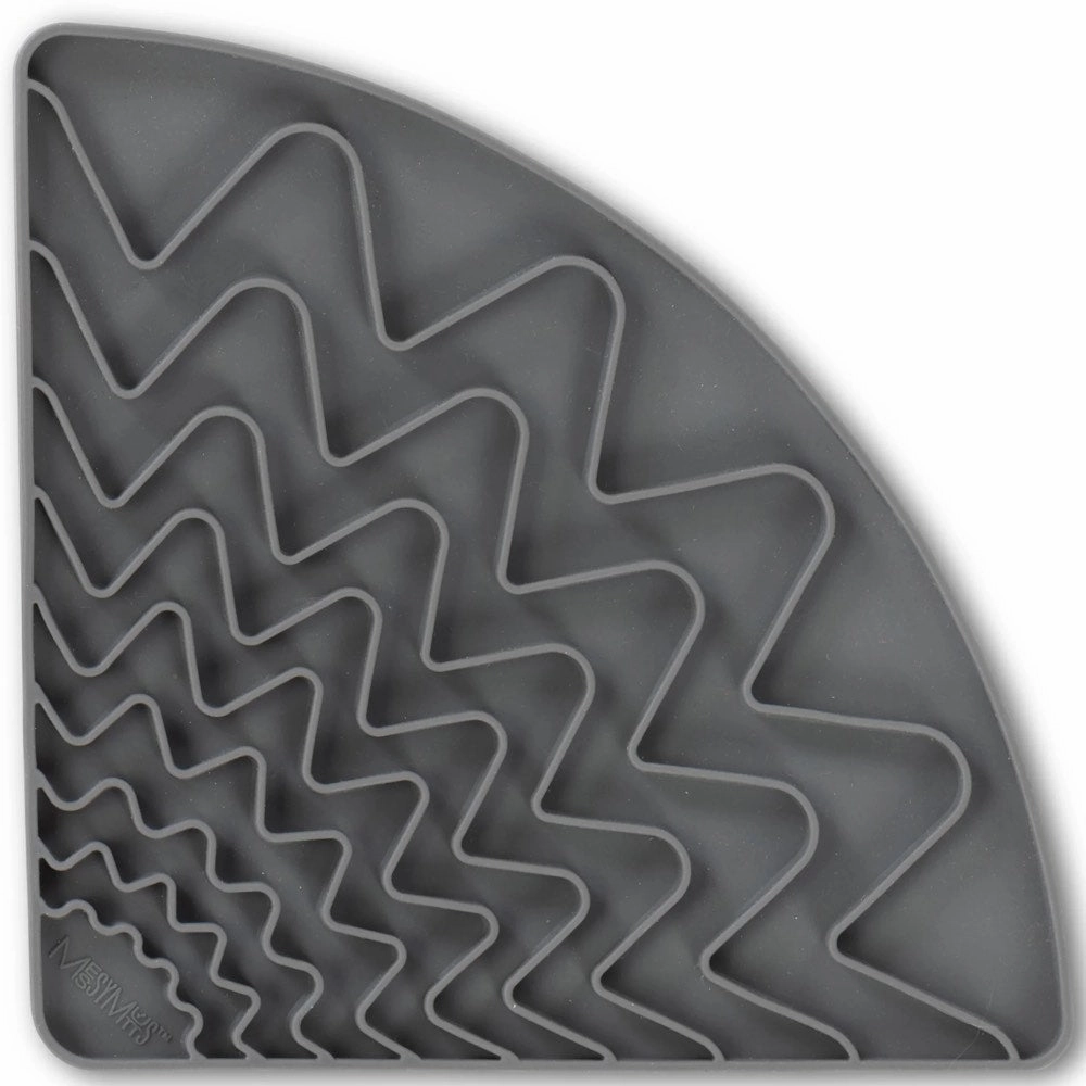 Messy Mutts Silicone Triangle Therapeutic Dog Licking Mat With Suction (Cool Grey) cat dry food crunchy cat food fish formula dry cat food adult cat kibble kitten dry food