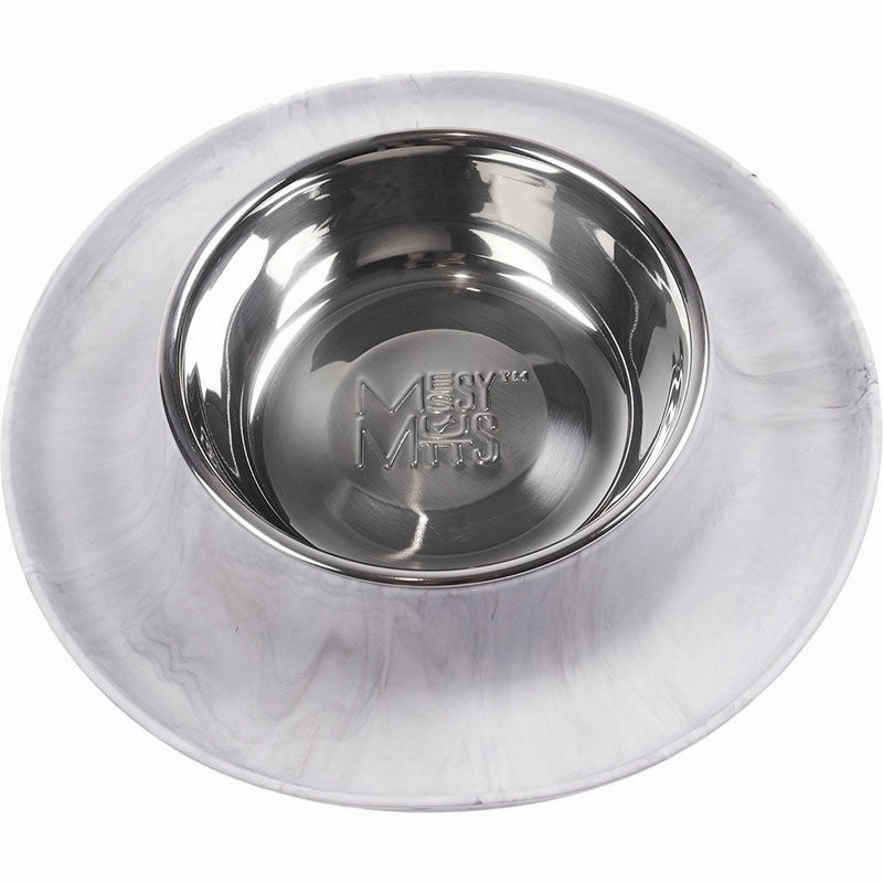 Messy Mutts Single Silicone Feeder with Stainless Bowl - Medium 1.5 Cup Bowl - Marble dog pain relief hip joint supplement senior dog care pet arthritis aid dog skin supplement