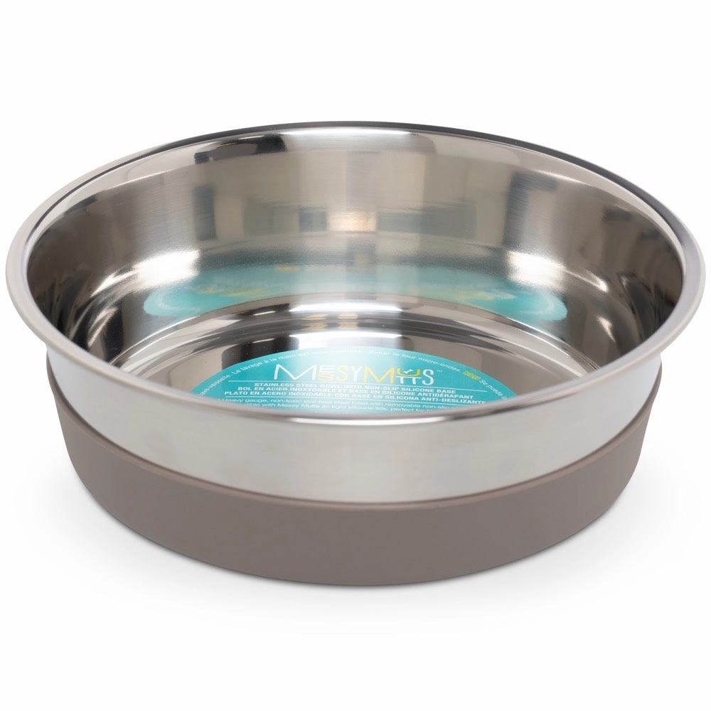 Messy Mutts Stainless Steel Heavy Gauge Dog Bowl With Non-Slip Removable Silicone Base dog bones rawhide chew sticks dog jerky bacon bone