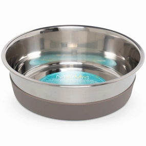 Messy Mutts Stainless Steel Heavy Gauge Dog Bowl With Non-Slip Removable Silicone Base dog bones rawhide chew sticks dog jerky bacon bone