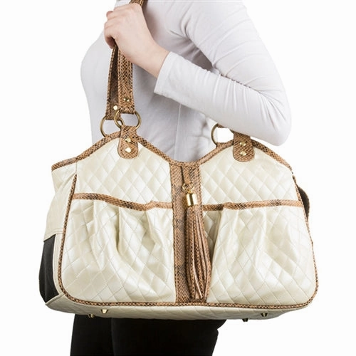 Metro Carrier- Ivory Quilted With Tassel