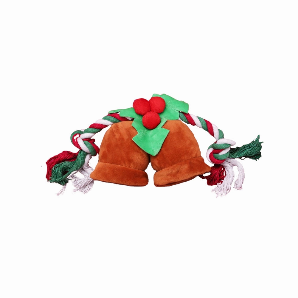 Mistletoe & Bells Plush Rope Toy dog toys indestructible dog toys dog tug toys dog plush chew resistant toy