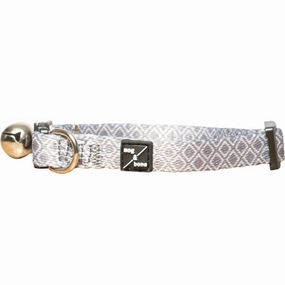 Mog & Bone Cat Collar - Grey Ikat cat accessories cat collar cat harness cat backpack cat ID tag