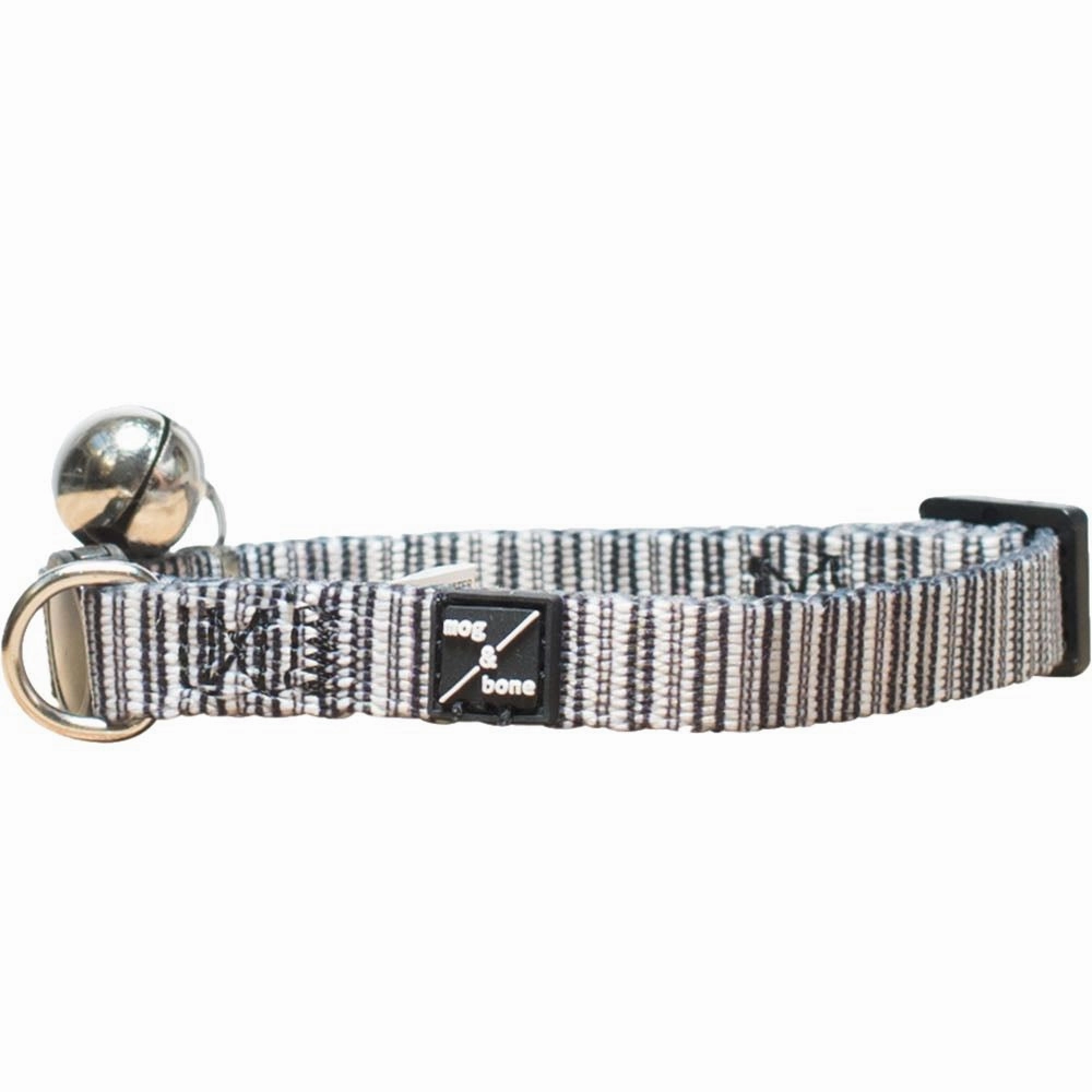 Mog & Bone Cat Collar - Oatmeal Stripe cat accessories cat collar cat harness cat backpack cat ID tag