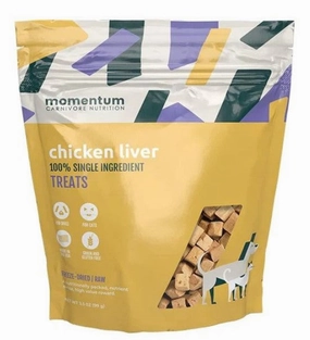 Momentum Single Ingredient Freeze-Dried Dog & Cat Treats - Chicken Liver 3.5oz Bag goat vitamins sheep health poultry medicine livestock supplement animal wellness