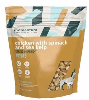 Momentum Single Ingredient Freeze-Dried Dog & Cat Treats - Chicken w/ Spinach & Sea Kelp 3oz Bag goat vitamins sheep health poultry medicine livestock supplement animal wellness