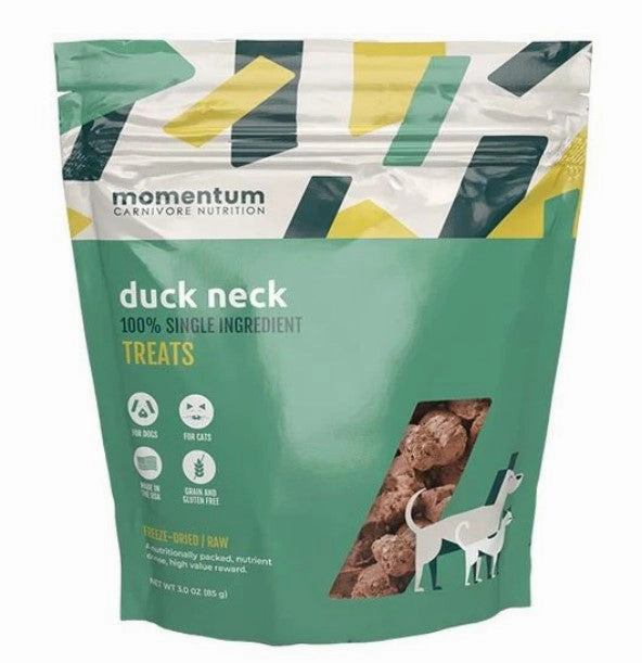 Momentum Single Ingredient Freeze-Dried Dog & Cat Treats - Duck Neck 3oz Bag goat vitamins sheep health poultry medicine livestock supplement animal wellness
