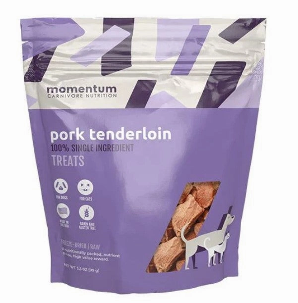Momentum Single Ingredient Freeze-Dried Dog & Cat Treats - Pork Tenderloin 3.5oz Bag goat vitamins sheep health poultry medicine livestock supplement animal wellness