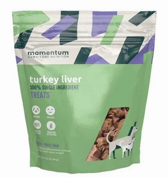 Momentum Single Ingredient Freeze-Dried Dog & Cat Treats - Turkey Liver 3.5oz Bag goat vitamins sheep health poultry medicine livestock supplement animal wellness