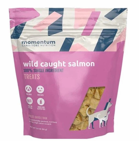 Momentum Single Ingredient Freeze-Dried Dog & Cat Treats - Wild Caught Salmon 3oz Bag goat vitamins sheep health poultry medicine livestock supplement animal wellness