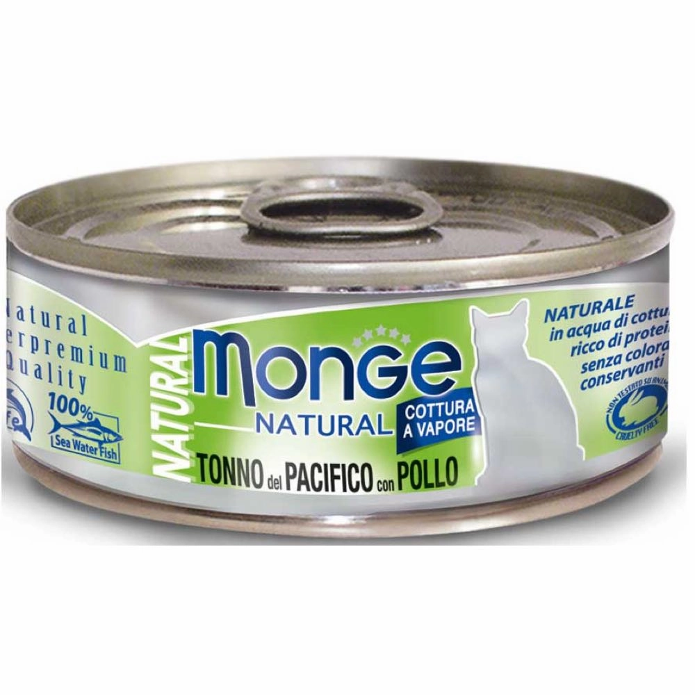 Monge Natural Yellowfin Tuna with Chicken Canned Cat Food 80g natural cat food soft cat treats freeze dried cat food organic cat treats indoor cat food