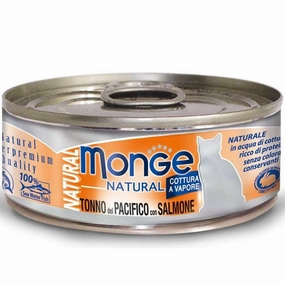 Monge Natural Yellowfin Tuna With Salmon Canned Cat Food 80g natural cat food soft cat treats freeze dried cat food organic cat treats indoor cat food