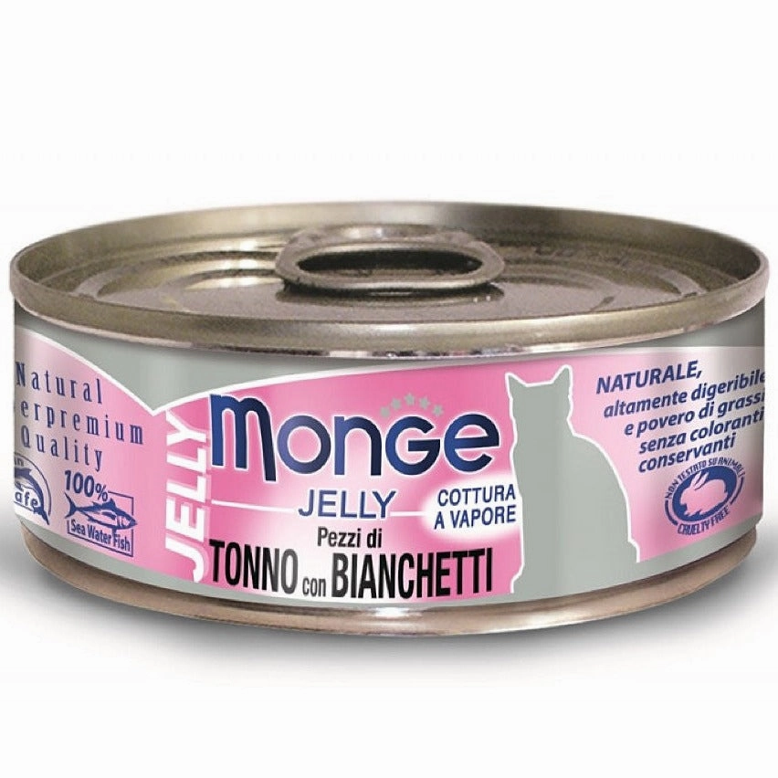 Monge Yellowfin Tuna With Whitebait (Anchovies) in Jelly Canned Cat Food 80g natural cat food soft cat treats freeze dried cat food organic cat treats indoor cat food