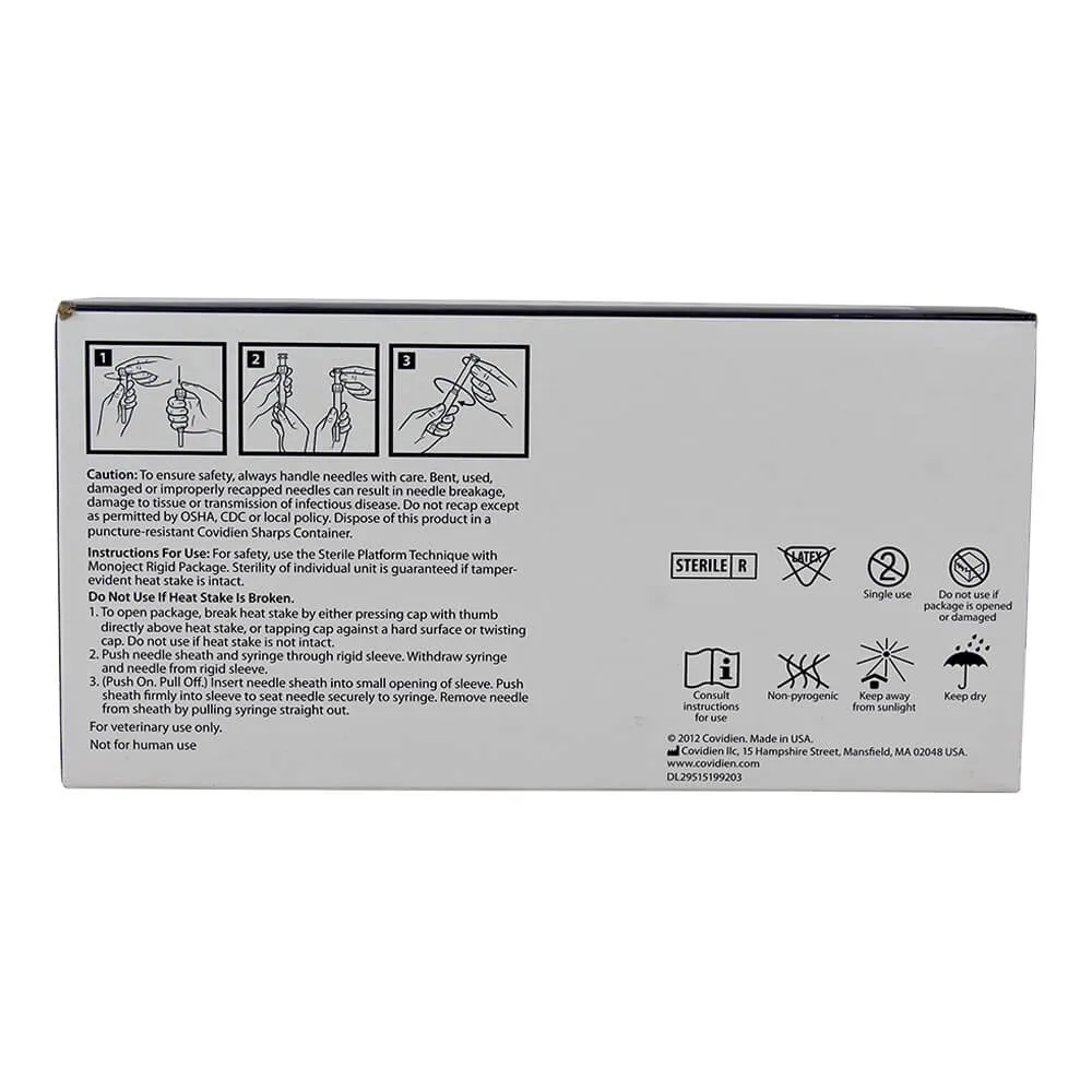 Monoject Luer-Slip (LS) Syringe with Needle Combo