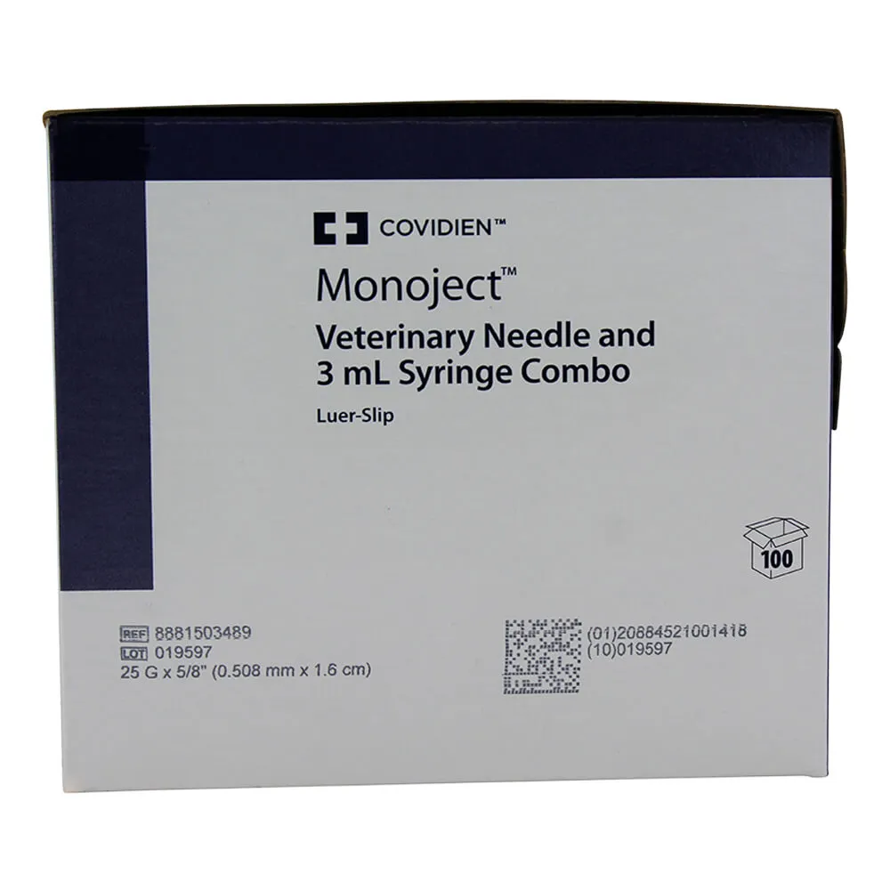 Monoject Luer-Slip (LS) Syringe with Needle Combo