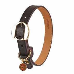 Moshiqa Hachiko Leather Dog Collar (Brown) puppy food dog jerky treats dog dental treats dog chicken strips organic dog food