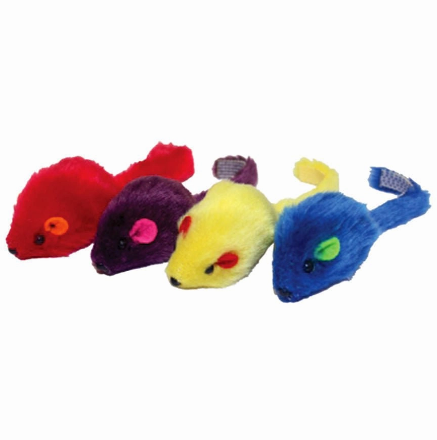Multi-Colored 2" Mice Cat Toy, 4 pk cat beds cat scratching post cat shampoo cat tunnel cat brush