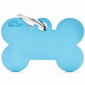 My Family USA Pet Tag - Basic Aluminum - Bone Light Blue - Large dog accessories dog collar dog leash dog bowtie dog backpack