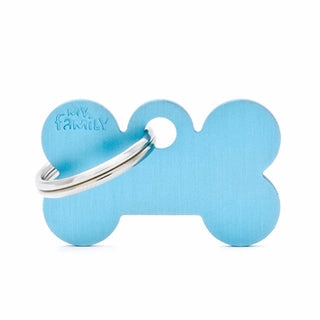 My Family USA Pet Tag - Basic Aluminum - Bone Light Blue - Small dog accessories dog collar dog leash dog bowtie dog backpack