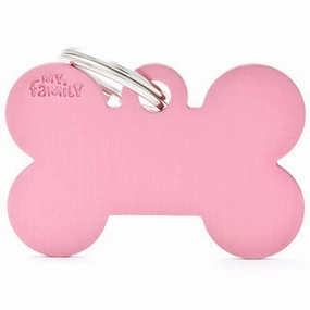 My Family USA Pet Tag - Basic Aluminum - Bone Pink - Large dog accessories dog collar dog leash dog bowtie dog backpack