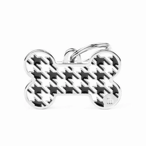 My Family USA Pet Tag - Basic Apoxie Bone "Pied a Poule" - Large dog accessories dog collar dog leash dog bowtie dog backpack